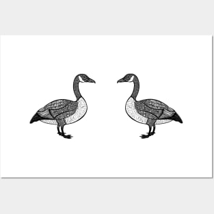 Canada Geese in Love - cute bird design - light colors Posters and Art